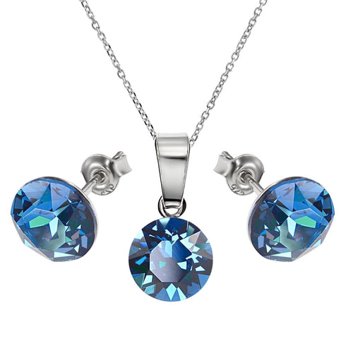 Sudraba komplekts "Klasika (Bermuda Blue)" ar Swarovski™ kristāliem